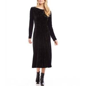 NEW KAREN KANE kate velvet midi dress in black